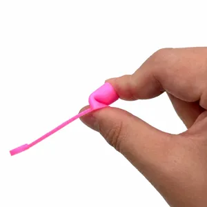 Flexible silicone straw cover dust plug pink strap custom accessory product main display view
