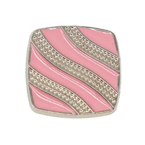 Sweet pink rhinestone square shoe charm metal decoration for clogs trendy DIY shoe accessories