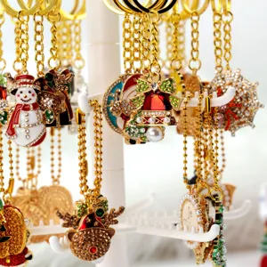 Kerst sleutelhanger detail strass bel sneeuwpop hanger feestdag cadeau decoratie