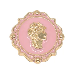 Sweet Pink Vintage Cameo Clog Charm Metal Shoe Accessory Cute DIY Fashion Decor Part