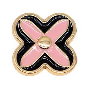 Pink metal clog shoe charm flower accessory stylish enamel decorative buckle for shoes