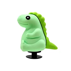 Cute 3D green dinosaur shoe charms PVC decoration accessories for garden clogs and shoes.