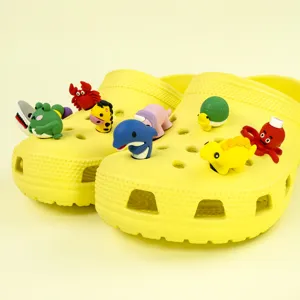 Cute 3D animal PVC shoe charms for garden clogs, colorful cartoon decorative accessories.