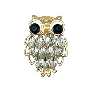 Breloque de chaussure hibou en métal avec strass, accessoire DIY scintillant pour sabots.