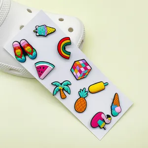 Ensemble de charms de chaussures d'été colorés pour sabots, accessoires DIY en PVC.