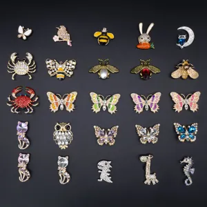 Set de charms de chaussures en strass métal, papillon et abeille pour sabots.