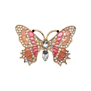 Breloque Chaussure Papillon Métal Émail Strass Accessoire Sabot DIY Décoration Rose