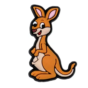 Charm de sabot kangourou de dessin animé mignon, accessoire de décoration de chaussures PVC.