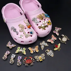 Ensemble de breloques de chaussures en strass métalliques pour sabots, accessoires DIY.