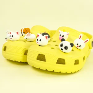 3D cute cartoon animal shoe charms for garden clogs, PVC shoe decoration accessories set