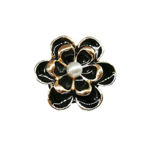 Colgante zapato camelia metal negro oro accesorio zueco DIY decoracion perla