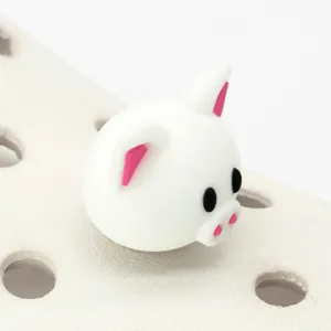 Cute 3D white pig shoe charm for clogs, fun cartoon shoe decoration accessories for shoes