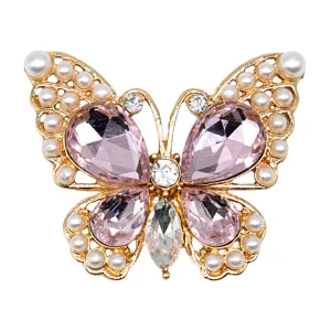 Papillon Breloque Chaussure Rose Cristal Perle Alliage Métal Sabots Accessoire DIY Décor