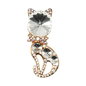 Breloque chaussure chat cristal or strass scintillants pendentif animal mignon métal