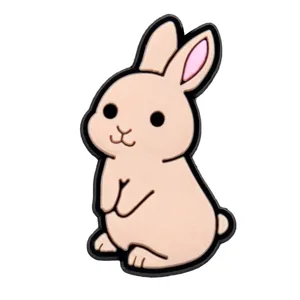 Détail de charm de chaussure lapin de dessin animé, accessoire PVC pour décoration DIY.