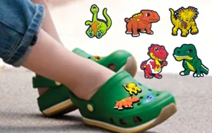 Set de breloques de chaussures dinosaure PVC dessin animé sabots déco accessoires DIY enfants