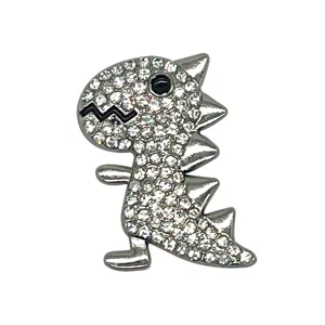 Pendentif de chaussure en strass dinosaure argenté accessoire métal pour sabots DIY
