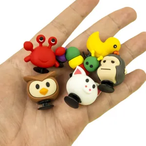 Cute 3D cartoon animal shoe charms for clogs, fun PVC shoe decorations for kids and adults.