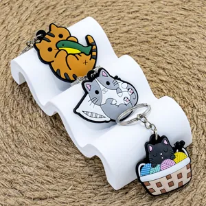 Schattige kat PVC zachte rubberen sleutelhanger detail, leuk kitten tas hanger cadeau