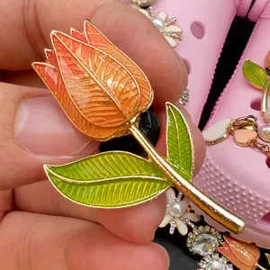 Colgantes de zapatos de tulipán de metal para zuecos, accesorios de bricolage para bolsos.