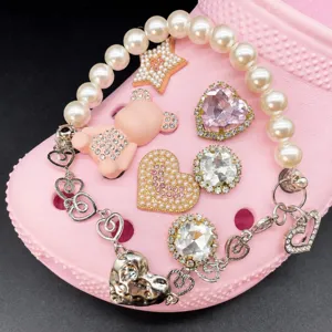 New Metal Bear Shoe Charms Rhinestone Artificial Pearl Shoe Buckle DIY Decorative Accessories For Clogs Sandals Shoes