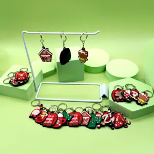 Llaveros de PVC de Navidad bonitos colgantes de dibujos animados de vacaciones accesorios