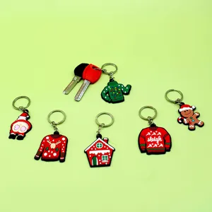 Juego de llaveros de PVC de Navidad, bonitos accesorios de bolsos de vacaciones.