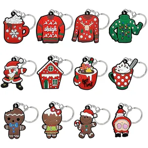 Llavero de PVC de Navidad Lindo Dibujos Animados Papá Noel Hombre de Jengibre Colgante de Bolso Regalo de Vacaciones Accesorios para Llaves