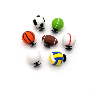 3D sports ball shoe charms set, funny football basketball tennis shoe accessories for Clog
