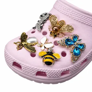 Breloques de chaussures en metal pour sabots, boucles deco strass alliage DIY elegantes.