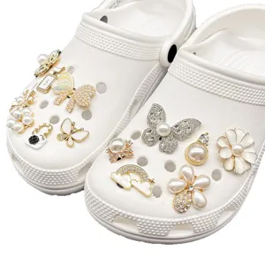 Metal alloy pearl shoe charms for clogs white shoe decoration accessories aesthetic pins