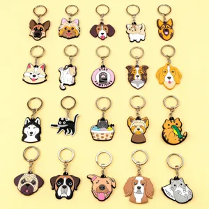 Leuke Cartoon Dier Kat en Hond PVC Zacht Rubber Sleutelhanger Tas Hanger
