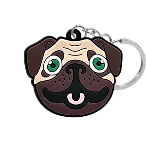 Leuke mopshond sleutelhanger cartoon dier zacht rubber tas hanger cadeau accessoire
