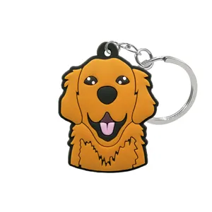 Leuke Golden Retriever PVC Sleutelhanger Cartoon Dier Tas Hanger Accessoire SKU