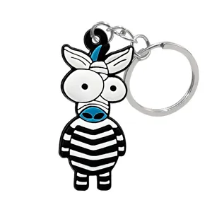 Leuke tekenfilm zebra sleutelhanger PVC hanger voor tassen en sleutels stijlvol dierenaccessorio.