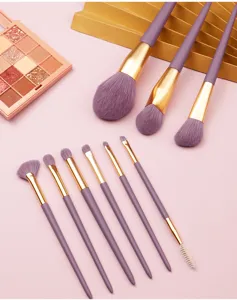 Purple makeup brush set with synthetic hair, professional cosmetic tools for eyeshadow.