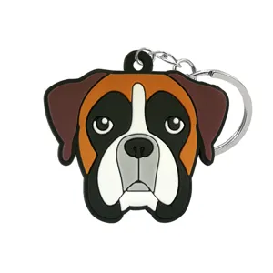 Leuke boxer hond sleutelhanger PVC rubber dier hanger tas charme cadeau accessoire 1st