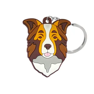Leuke cartoon hond sleutelhanger zacht PVC dier tas hanger cadeau accessoire