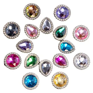 Pampilles de chaussures en cristal de strass colorés boutons en métal pour sacs de jardin