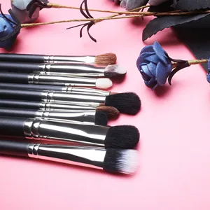 Professional small eyeshadow brush set with synthetic hair and black handles for precise eye makeup.