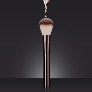 Professionele Ronde Puderkwast Zachte Synthetische Vezel Make-up Kwast Roségold Metalen Handvat Highlighter Cosmetisch Hulpmiddel