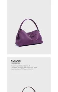 Elegante bolso de cuero graneado con silueta estructurada y herrajes pulidos de lujo.