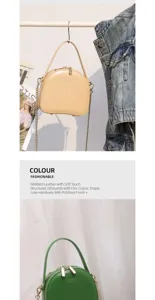 Kleine Leder Satteltasche mit Griff und Kettengurt für Damen, stilvoll und kompakt.