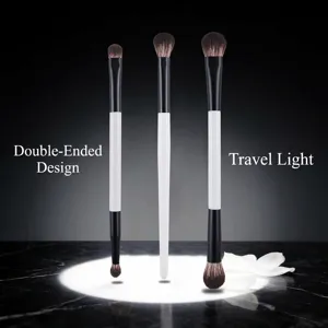Professional dual-ended makeup brush set featuring soft bristles for precise eye shadow application.
