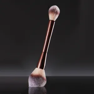 Professional Dual Ended Powder Brush Soft Synthetic Fiber Makeup Brush Large Fluffy Contour Highlighter Brush
