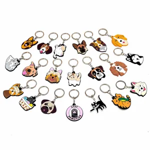 Leuke cartoon kat en hond sleutelhanger set, schattige dierlijke tasbedels cadeau.