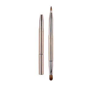 Dual-ended retractable lip brush with cap portable makeup brush for lipstick and concealer