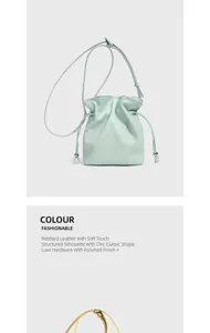 Mini borsa a secchiello in vera pelle morbida pochette tracolla con delicati dettagli coulisse
