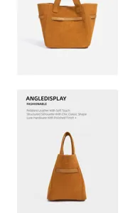 Suede Tote Bag For Women Chic Brown Top Handle Handbag Minimalist Fashion Everyday Purse