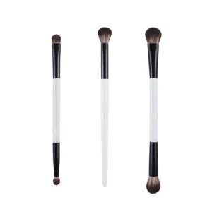 Professional double ended makeup brush set with soft bristles for precise eyeshadow blending.
